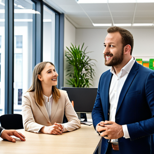 Home 4 ** A diverse group of people in Luxembourg interacting in a modern, multilingual office setting. The scene should highlight the use of English alongside other languages like French and Luxembourgish. Focus on collaboration and international business.
**