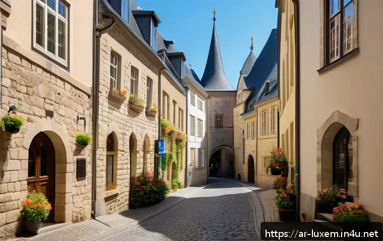 룩셈부르크 관광 명소 - A picturesque scene of Luxembourg&rsquo;s old town streets during springtime, featuring ancient stone buil...